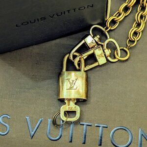 Chic Authentic Vintage Louis Vuitton Lock & Key Necklace in Box & Bag